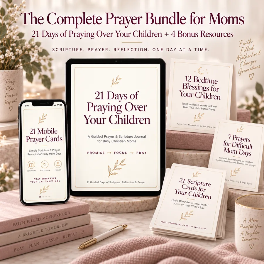 Complete bundle: 21 Days of Praying Over Your Children journal with all four bonus prayer resources